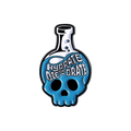 A skull-shaped bottle with hydration text on a white background