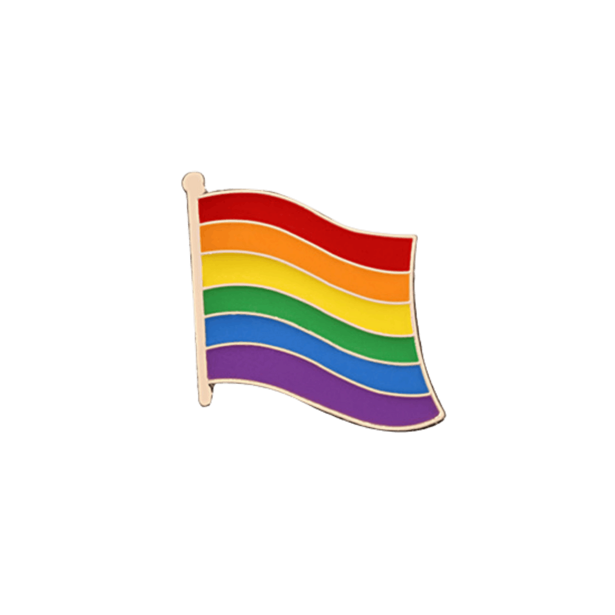 Rainbow flag pin on a white background