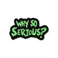 An enamel pin with dripping green lettering outlined in black, centered on a solid white background